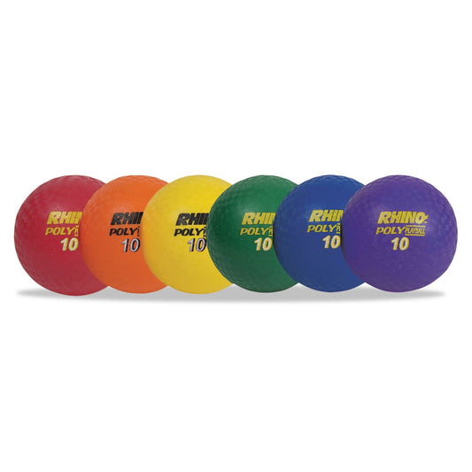 Champion Sports Rhino Playground Ball Set, 10" Diameter, Rubber, Assorted Colors, 6/Set