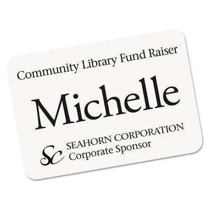 Avery EcoFriendly Adhesive Name Badge Labels, 3.38 x 2.33, White, 80/Pack