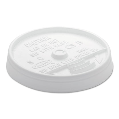 Dart Sip Thru Lids, Fits 10 oz to 12 oz Foam Cups, Plastic, White, 1,000/Carton