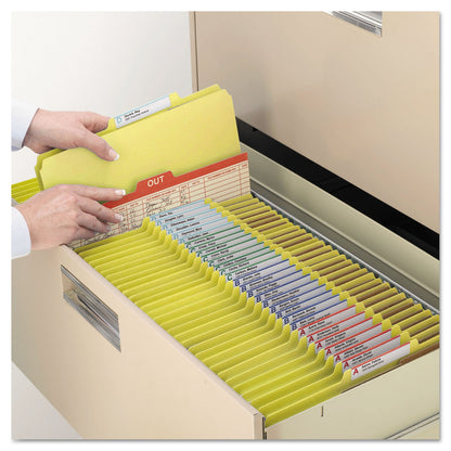 Smead Six-Section Pressboard Top Tab Classification Folders with SafeSHIELD Fasteners, 2 Dividers, Letter Size, Yellow, 10/Box