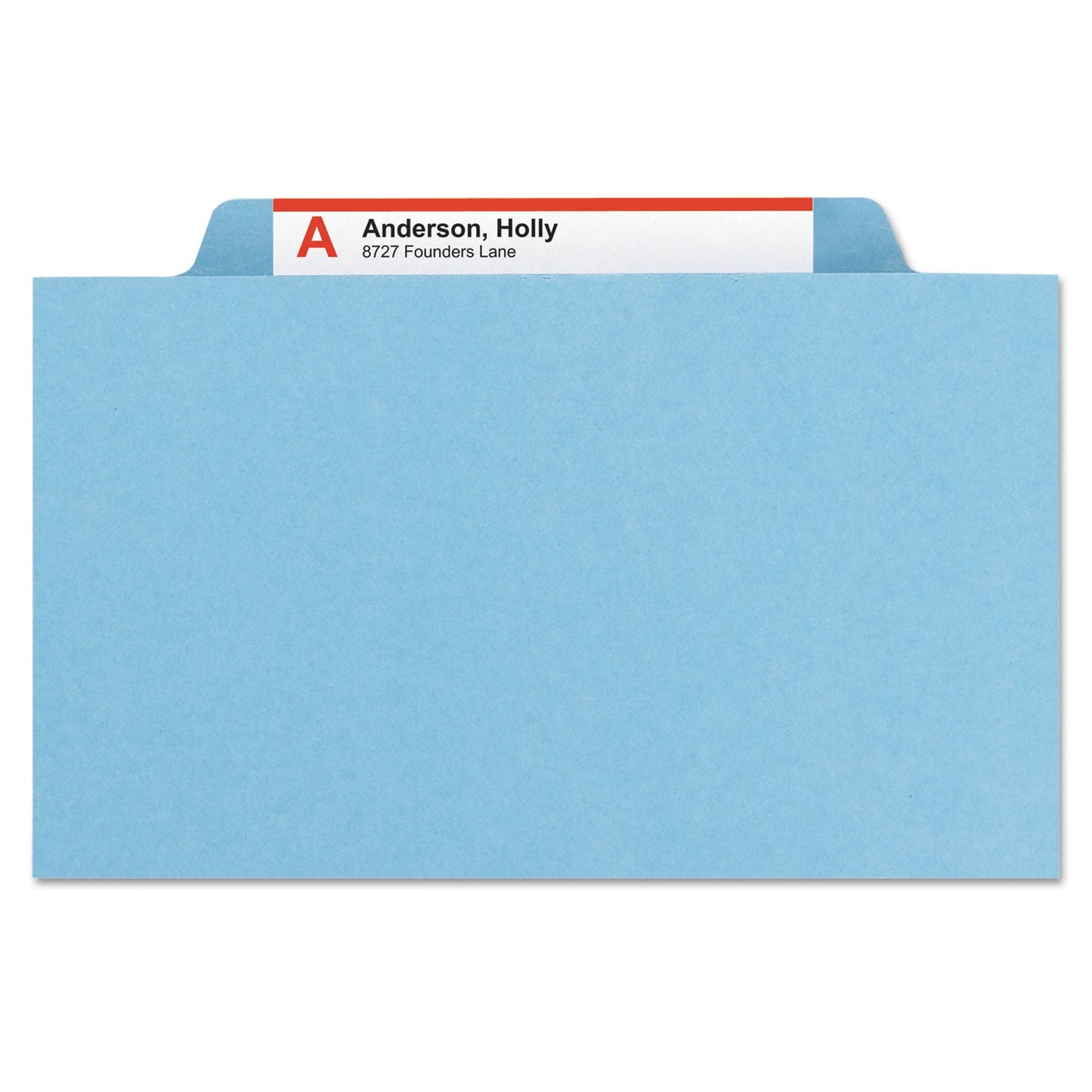 Smead Six-Section Pressboard Top Tab Classification Folders with SafeSHIELD Fasteners, 2 Dividers, Letter Size, Blue, 10/Box