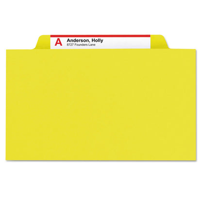Smead 6-Section Pressboard Top Tab Pocket-Style Classification Folders with SafeSHIELD Fasteners, 2 Dividers, Letter, Yellow, 10/BX