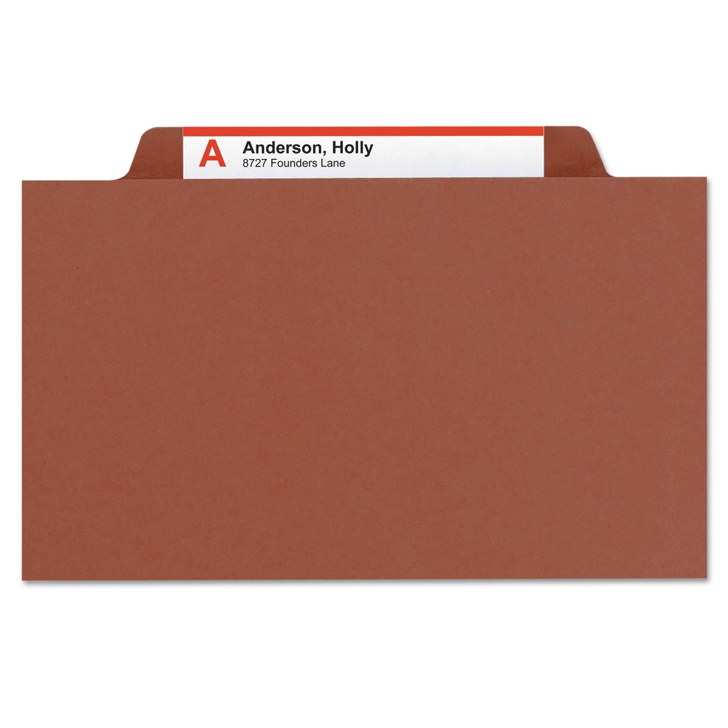 Smead 6-Section Pressboard Top Tab Pocket-Style Classification Folders with SafeSHIELD Fasteners, 2 Dividers, Letter, Red, 10/Box