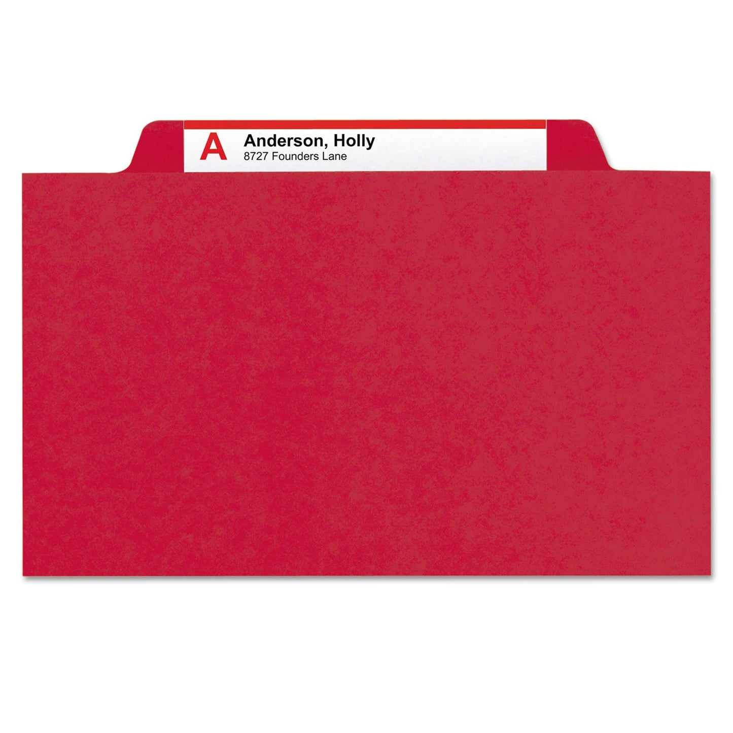 Smead Six-Section Pressboard Top Tab Classification Folders with SafeSHIELD Fasteners, 2 Dividers, Legal Size, Bright Red, 10/Box