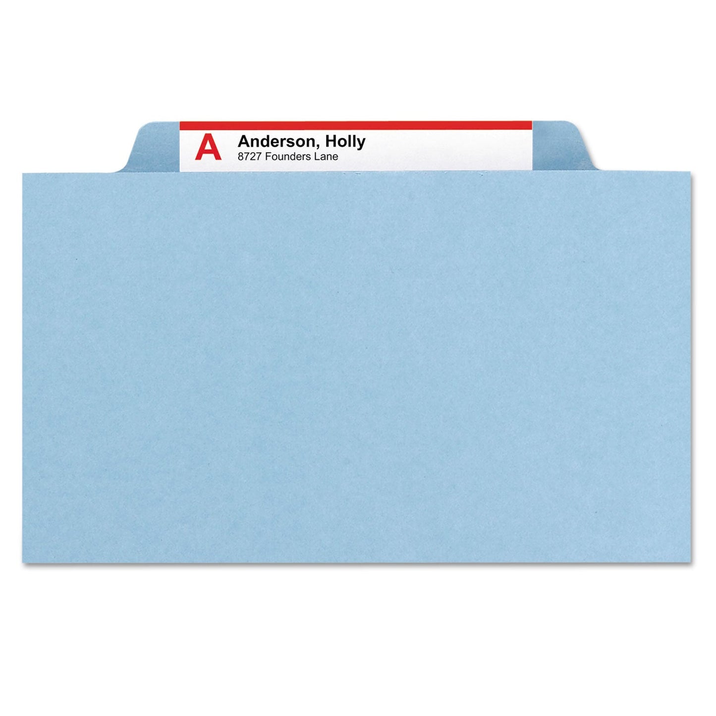 Smead Six-Section Pressboard Top Tab Classification Folders with SafeSHIELD Fasteners, 2 Dividers, Legal Size, Blue, 10/Box