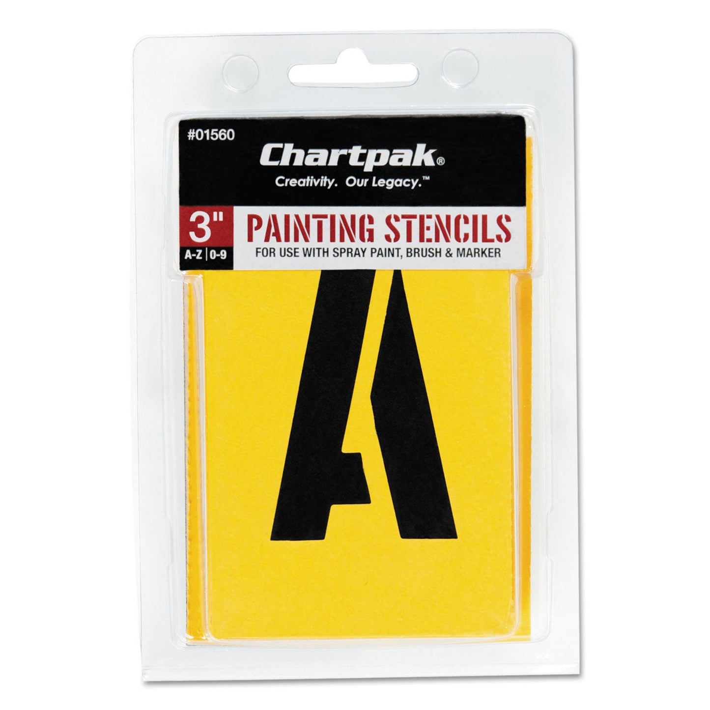 Chartpak Professionial Lettering Stencils, Painting Stencil Set, A-Z Set/0-9, 3", Manila, 35/Set