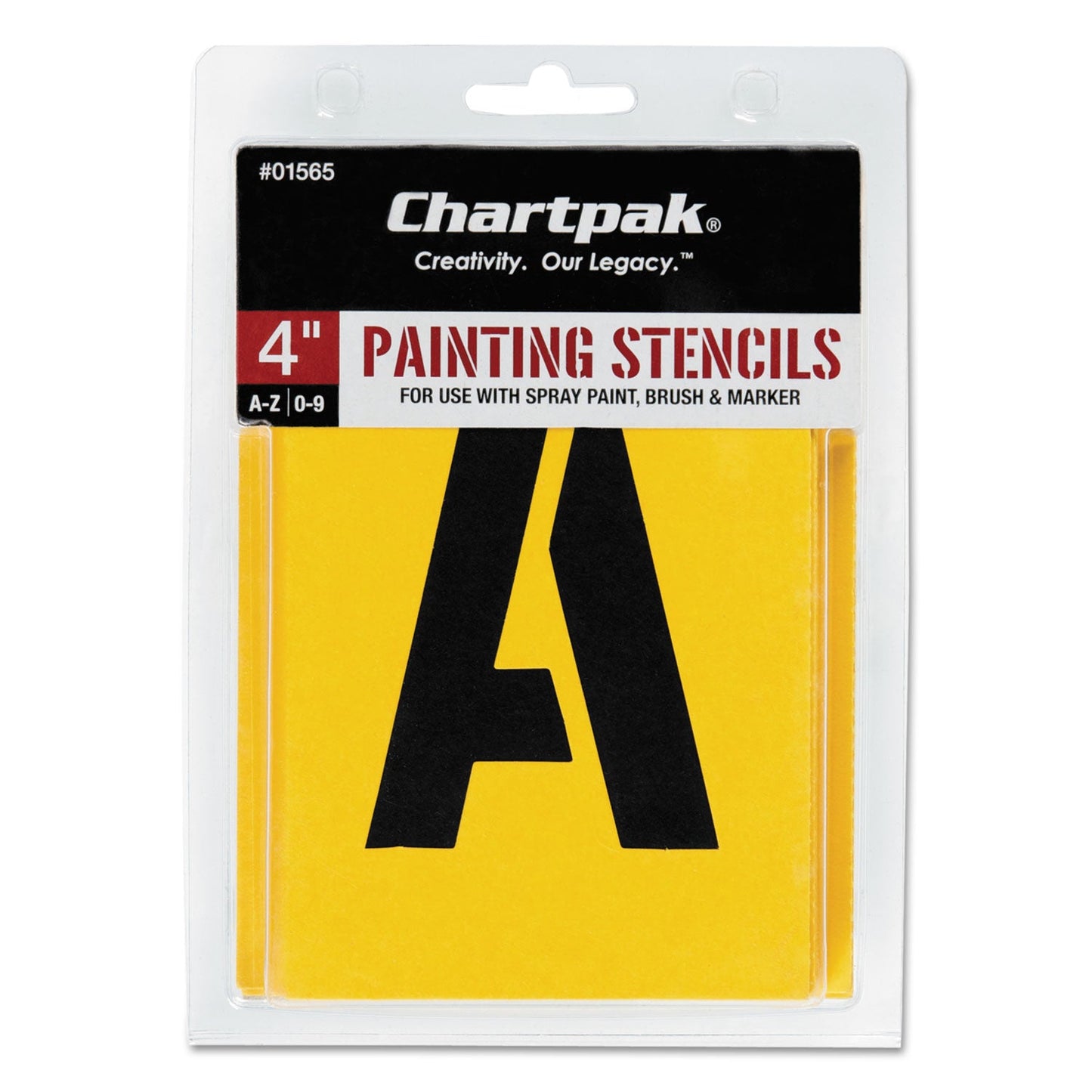 Chartpak Professional Lettering Stencils, Painting Stencil Set, A-Z Set/0-9, 4", Manila, 35/Set