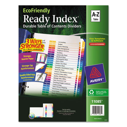 Avery Customizable Table of Contents Ready Index Dividers with Multicolor Tabs, 26-Tab, A to Z, 11 x 8.5, White, 1 Set