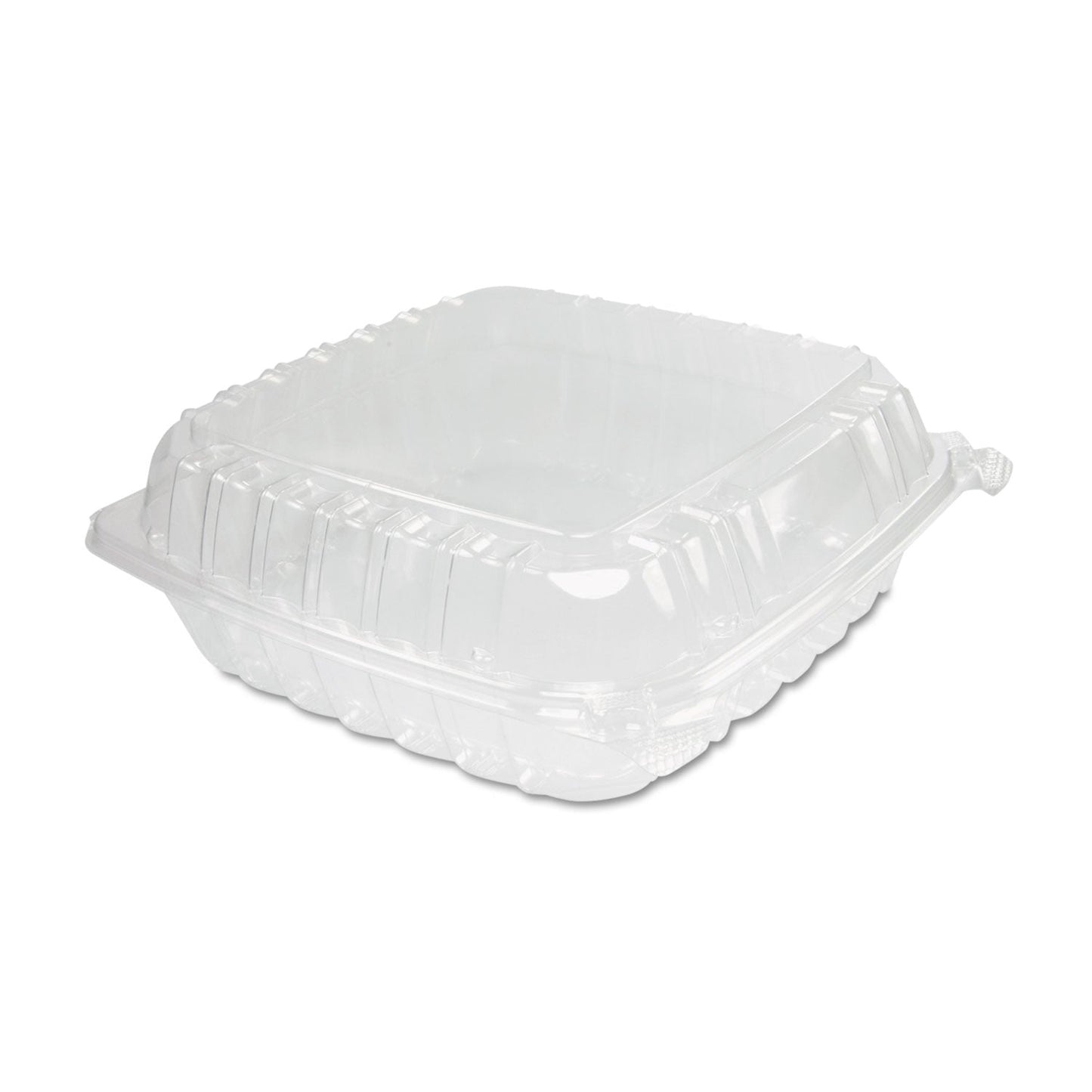 Dart ClearSeal Hinged-Lid Plastic Containers, 9.3 x 8.8 x 3, Clear, Plastic, 100/Bag, 2 Bags/Carton