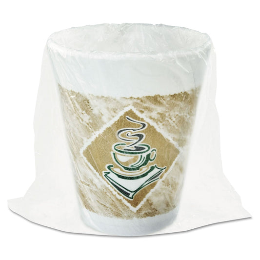 Dart Cafe G Foam Hot/Cold Cups, 8 oz, Brown/Green/White, Individually Wrapped, 45/Sleeve, 20 Sleeves/Carton
