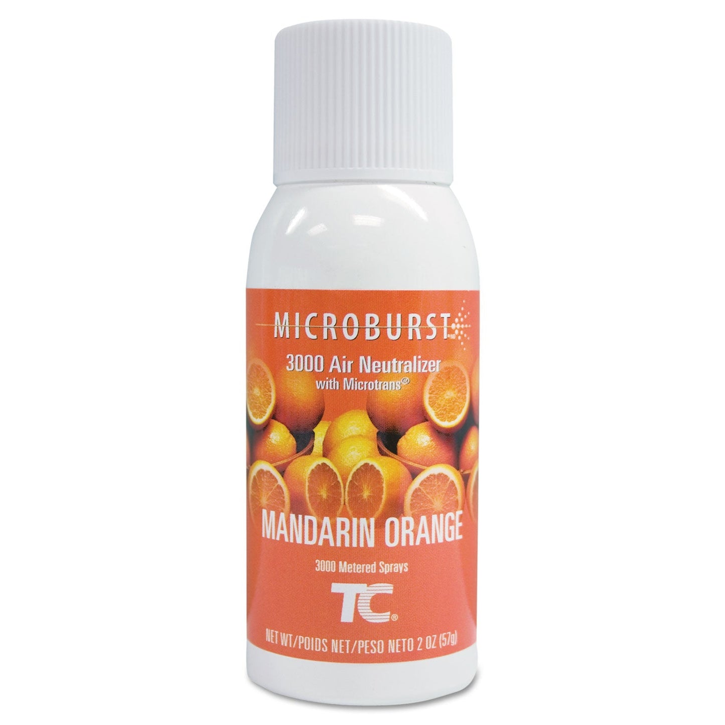 Rubbermaid Microburst 3000 Refill, Mandarin Orange, 2 oz Aerosol Spray, 12/Carton