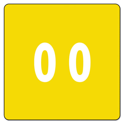 Smead Numerical End Tab File Folder Labels, 0, 1.5 x 1.5, Yellow, 250/Roll