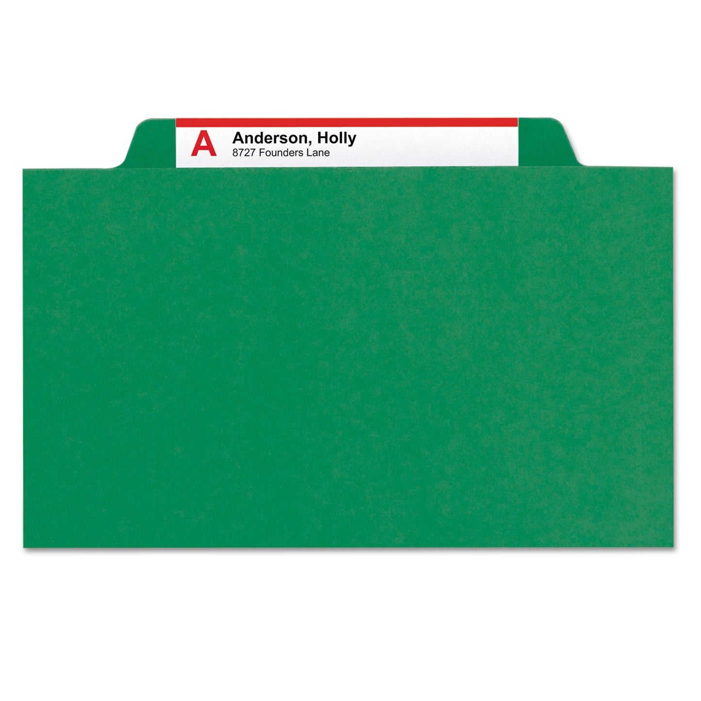 Smead Four-Section Pressboard Top Tab Classification Folders with SafeSHIELD Fasteners, 1 Divider, Legal Size, Green, 10/Box