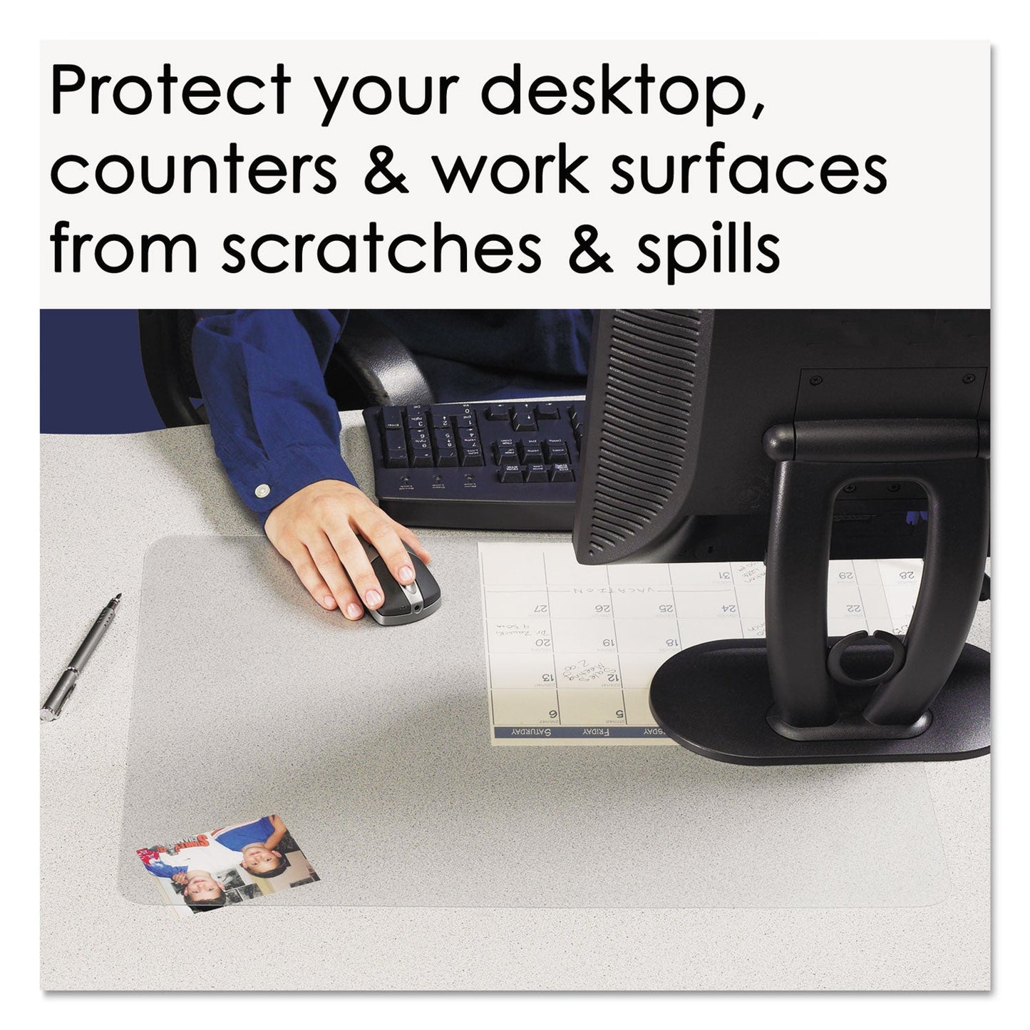 Artistic KrystalView Desk Pad with Antimicrobial Protection, Matte Finish, 36 x 20, Clear