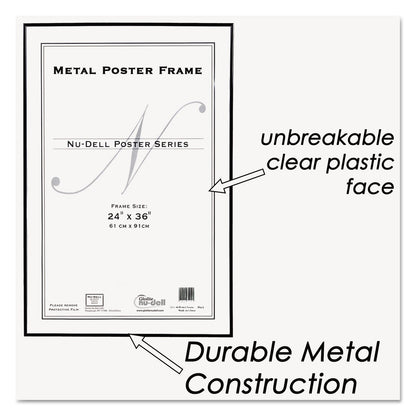 NuDell Metal Poster Frame, Plastic Face, 24 x 36, Black