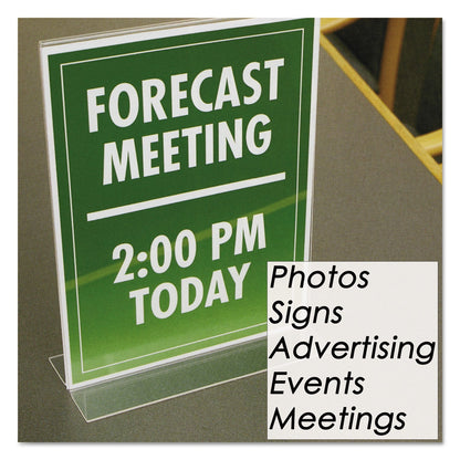 NuDell Clear Plastic Sign Holder, Stand-Up, 8.5 x 11