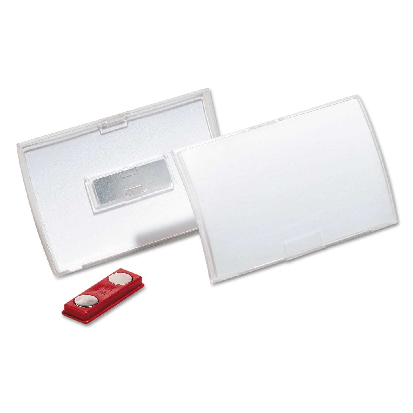 Durable Click-Fold Convex Name Badge Holder, Double Magnets, 3 3/4 x 2 1/4, Clear, 10/Pk