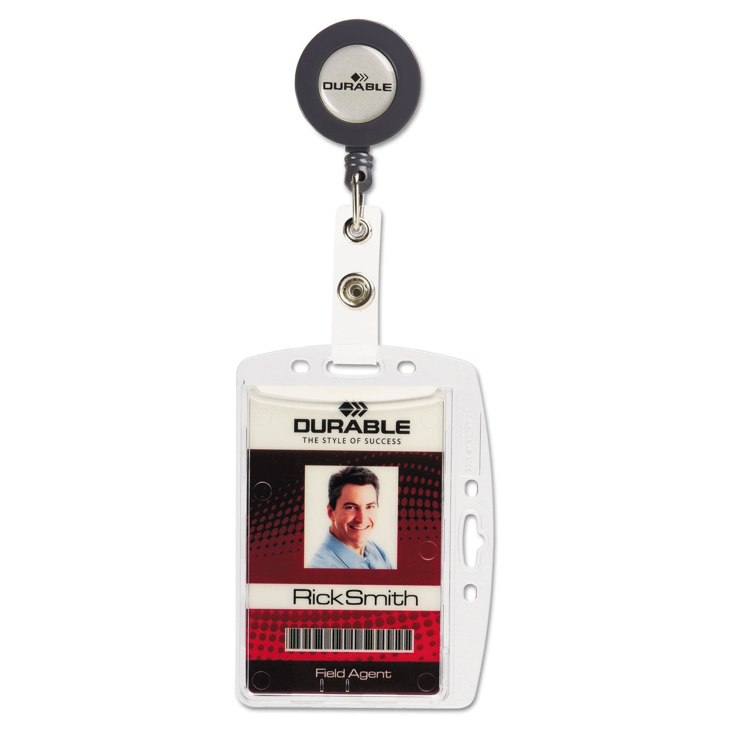 Durable ID/Security Card Holder Set, Vertical/Horizontal, Reel, Clear, 10/Pack