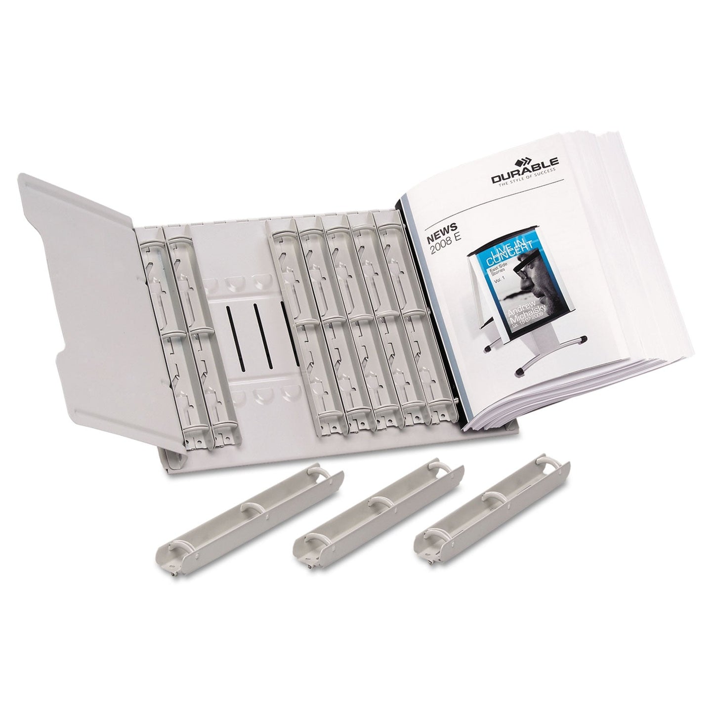 Durable Desk-Mounted Catalog Rack, 12 1-inch Rings, Gray