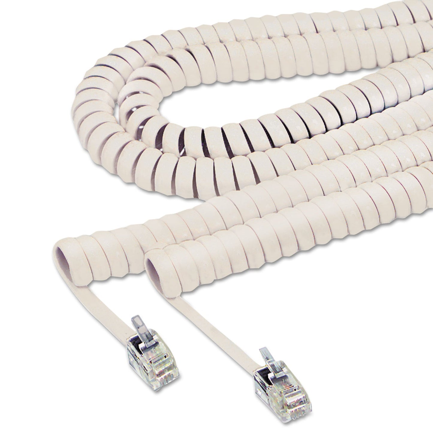 Softalk Coiled Phone Cord, Plug/Plug, 25 ft, Ivory