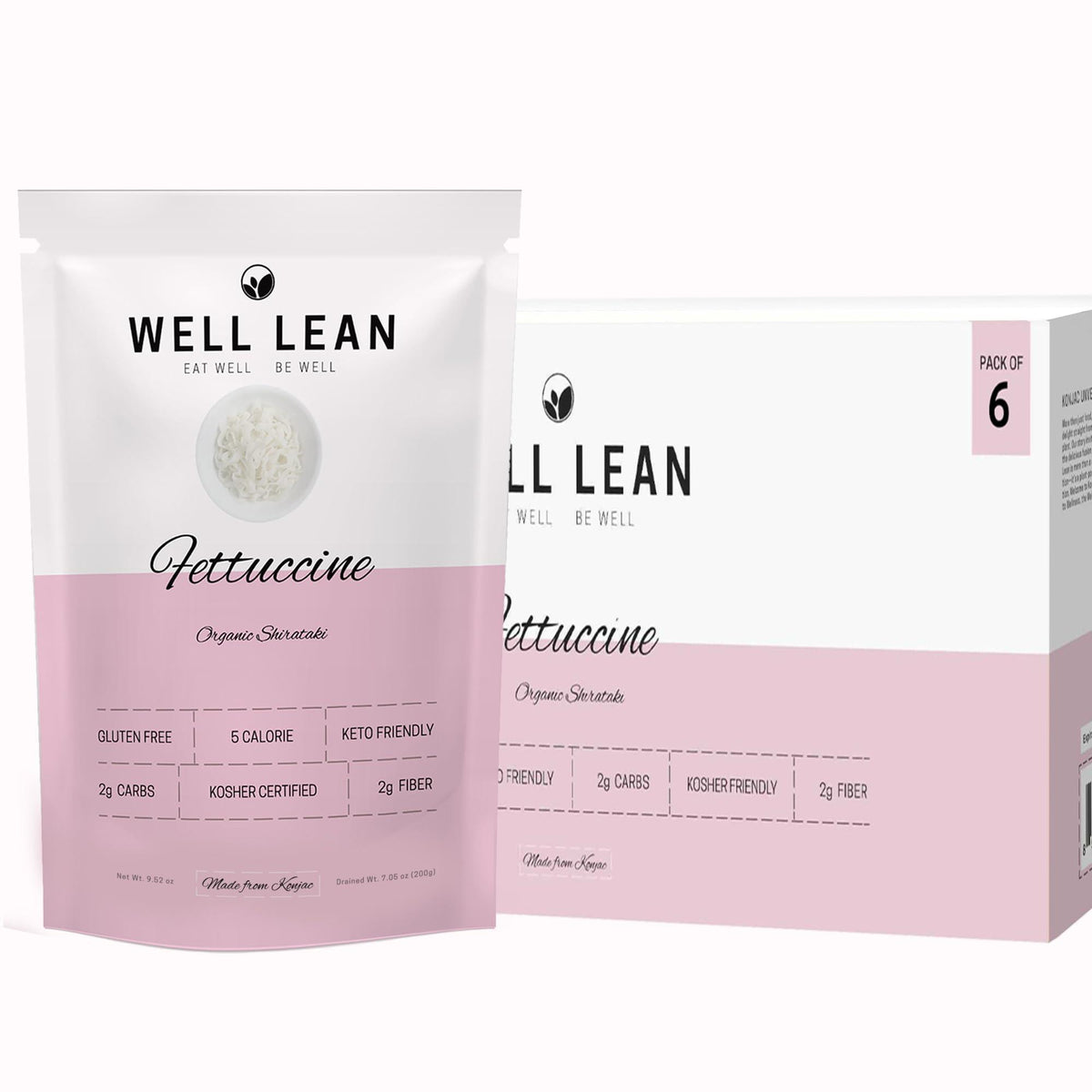 Organic Fettuccine 6 Pack Premium Shirataki Konjac Pasta USDA Organic 100% Plant Based Keto Friendly Zero Net Carb Non GMO Ready to Eat Low Calorie Gluten Free Vegan Diet