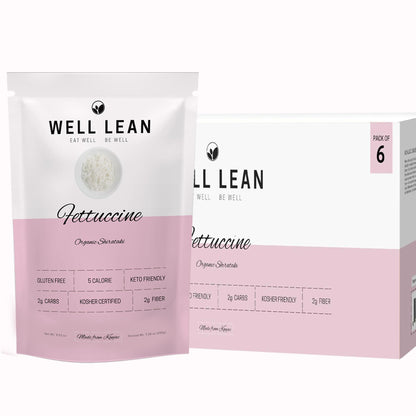 Organic Fettuccine 6 Pack Premium Shirataki Konjac Pasta USDA Organic 100% Plant Based Keto Friendly Zero Net Carb Non GMO Ready to Eat Low Calorie Gluten Free Vegan Diet