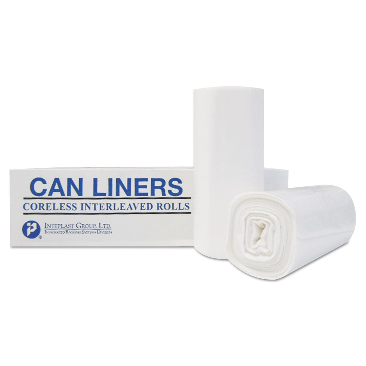 Inteplast Group High-Density Interleaved Commercial Can Liners, 30 gal, 0.39 mil, 30" x 37", Black, 500/Carton