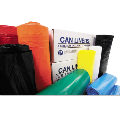Inteplast Group High-Density Interleaved Commercial Can Liners, 60 gal, 12 microns, 38" x 60", Black, 200/Carton