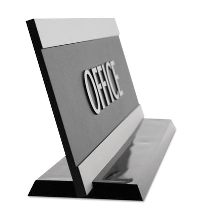 Headline Century Series Office Sign, OFFICE, 9 x 3, Black/Silver