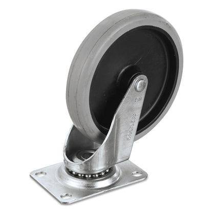 Rubbermaid Replacement Bayonet-Stem Swivel Casters, Swivel Mount Plate, 5" Soft Rubber Wheel, Black