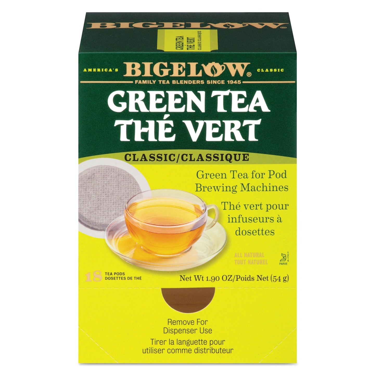 Bigelow Green Tea Pods, 1.90 oz, 18/Box