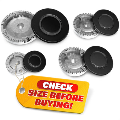 4Pcs Portable Gas Stove Burner Replacement Surface Burner Head Replacement Stove Range Gas Stove Burners Caps Black Stove Top Burner Replacement Range Burners Tops Burner Covers for Gas Stove
