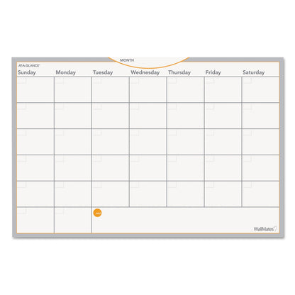 AT-A-GLANCE WallMates Self-Adhesive Dry Erase Monthly Planning Surfaces, 18 x 12, White/Gray/Orange Sheets, Undated