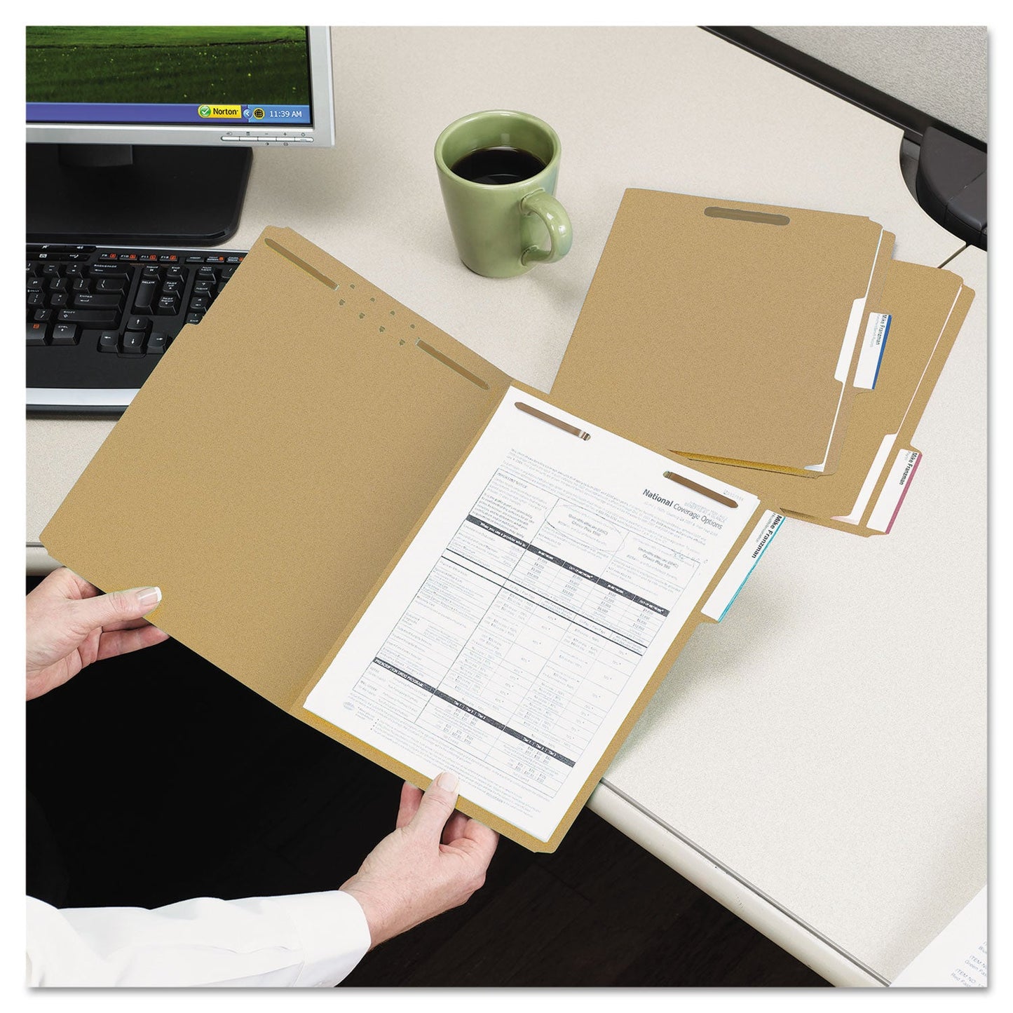 Smead Top Tab Fastener Folders, 1/3-Cut Tabs: Assorted, 2 Fasteners, Legal Size, 11-pt Kraft Exterior, 50/Box