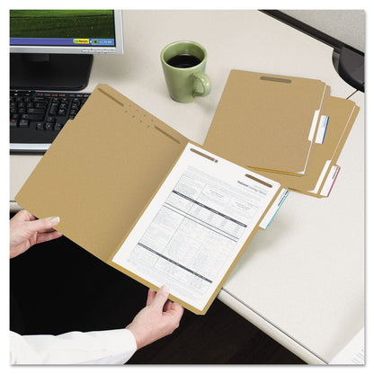 Smead Top Tab Fastener Folders, 1/3-Cut Tabs: Assorted, 2 Fasteners, Legal Size, 11-pt Kraft Exterior, 50/Box