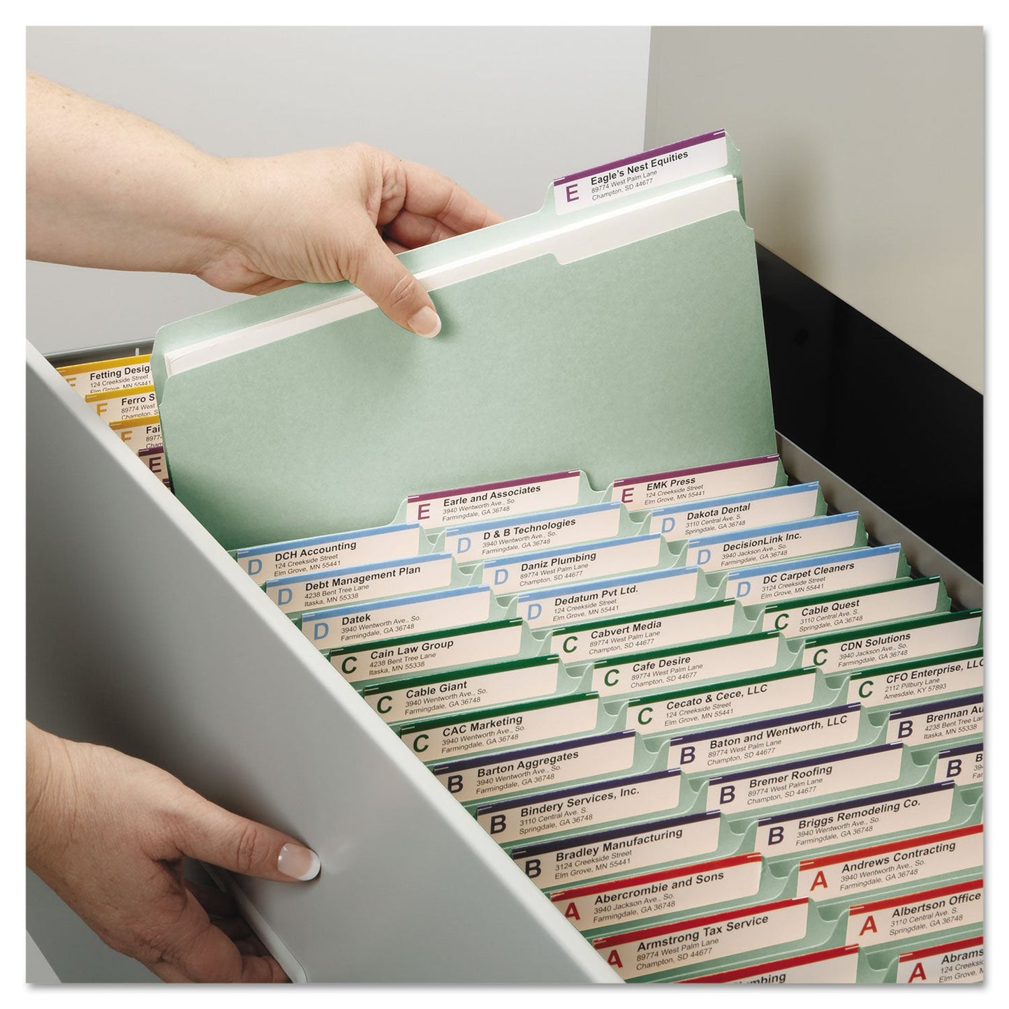 Smead Recycled Pressboard Folders with Two SafeSHIELD Coated Fasteners, 2" Expansion, 1/3-Cut Tabs, Legal Size, Gray-Green, 25/Box