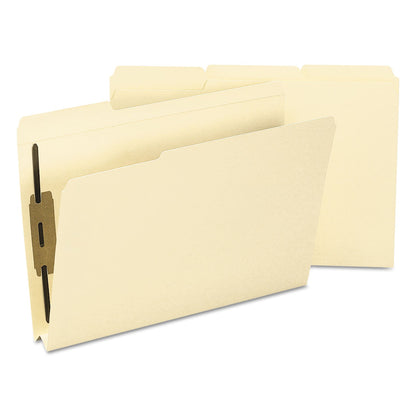 Smead Top Tab Manila Expansion Fastener Folders, 1.5" Expansion, 2 Fasteners, Legal Size, Manila Exterior, 50/Box