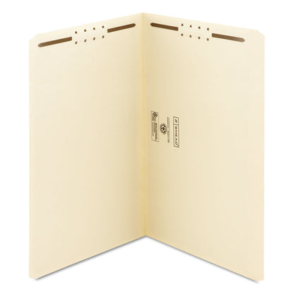 Smead Top Tab Fastener Folders, Straight Tab, 2 Fasteners, Legal Size, 11-pt Manila Exterior, 50/Box