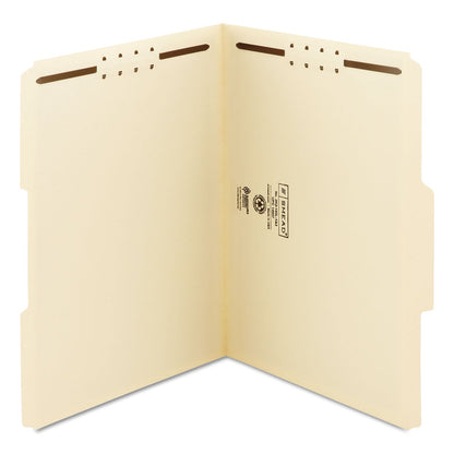 Smead Top Tab Fastener Folders, 1/3-Cut Tabs: Assorted, 2 Fasteners, Letter Size, 11-pt Manila Exterior, 50/Box