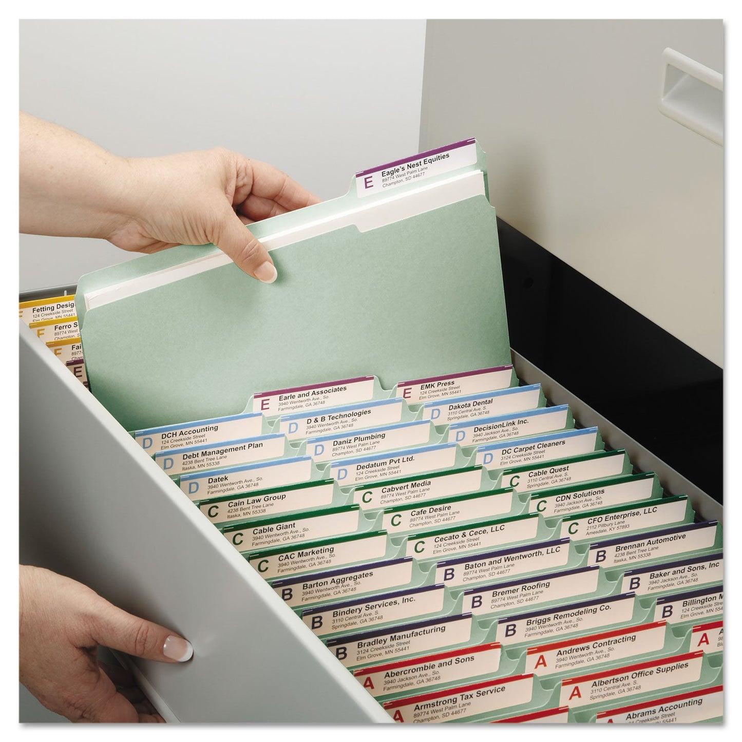 Smead 100% Recycled Pressboard Fastener Folders, Letter Size, 1" Expansion, Gray-Green, 25/Box
