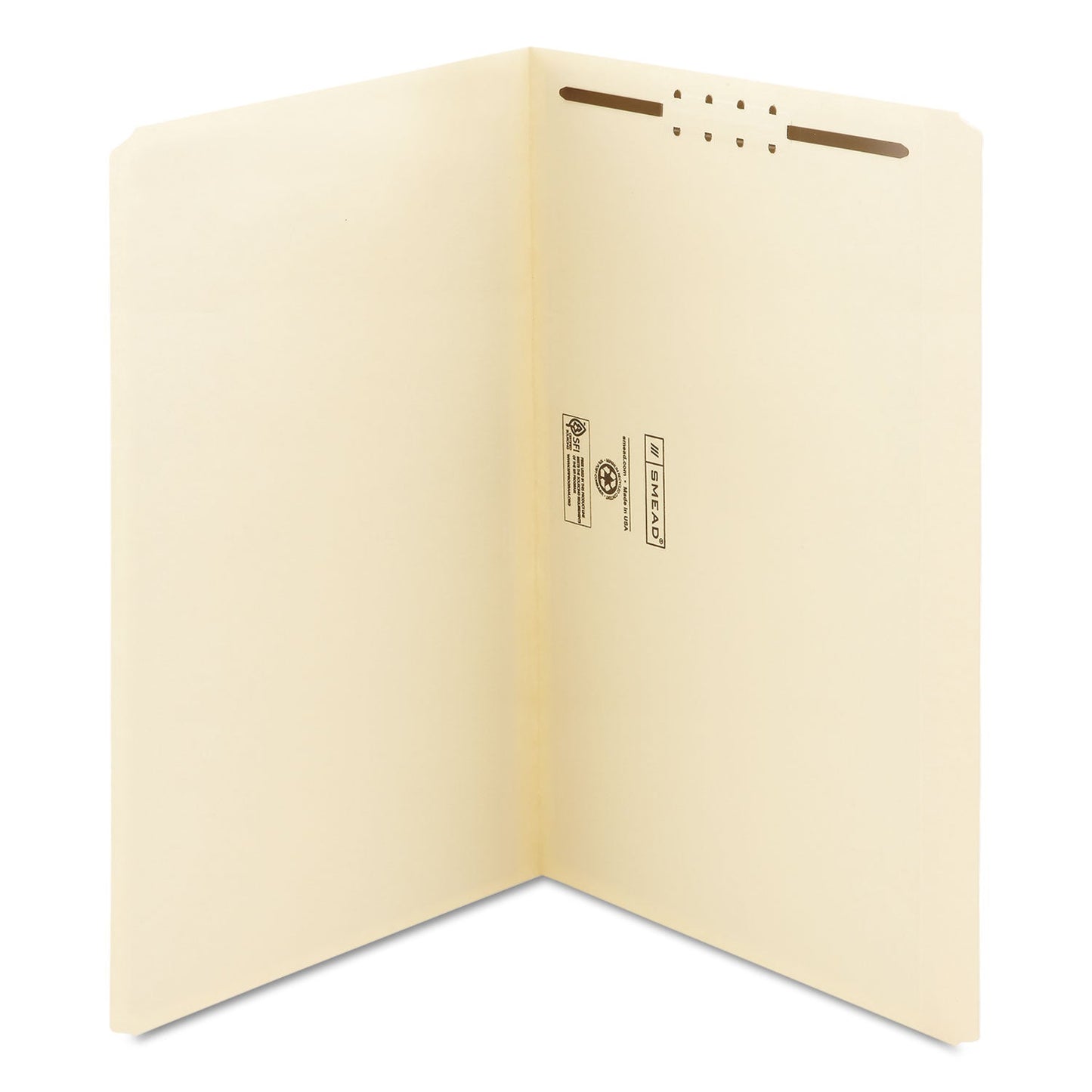 Smead Top Tab Fastener Folders, Straight Tab, 1 Fastener, Legal Size, 11-pt Manila Exterior, 50/Box