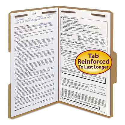 Smead Top Tab Fastener Folders, 1/3-Cut Tabs: Assorted, 2 Fasteners, Legal Size, 11-pt Kraft Exterior, 50/Box