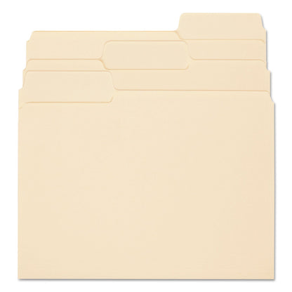 Smead SuperTab Reinforced Guide Height Top Tab Folders, 1/3-Cut Tabs: Assorted, Letter Size, 0.75" Expansion, Manila, 100/Box