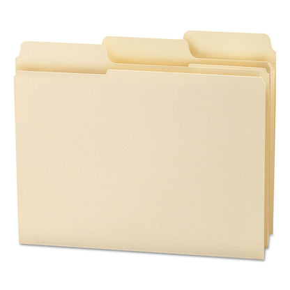 Smead SuperTab Reinforced Guide Height Top Tab Folders, 1/3-Cut Tabs: Assorted, Letter Size, 0.75" Expansion, Manila, 100/Box