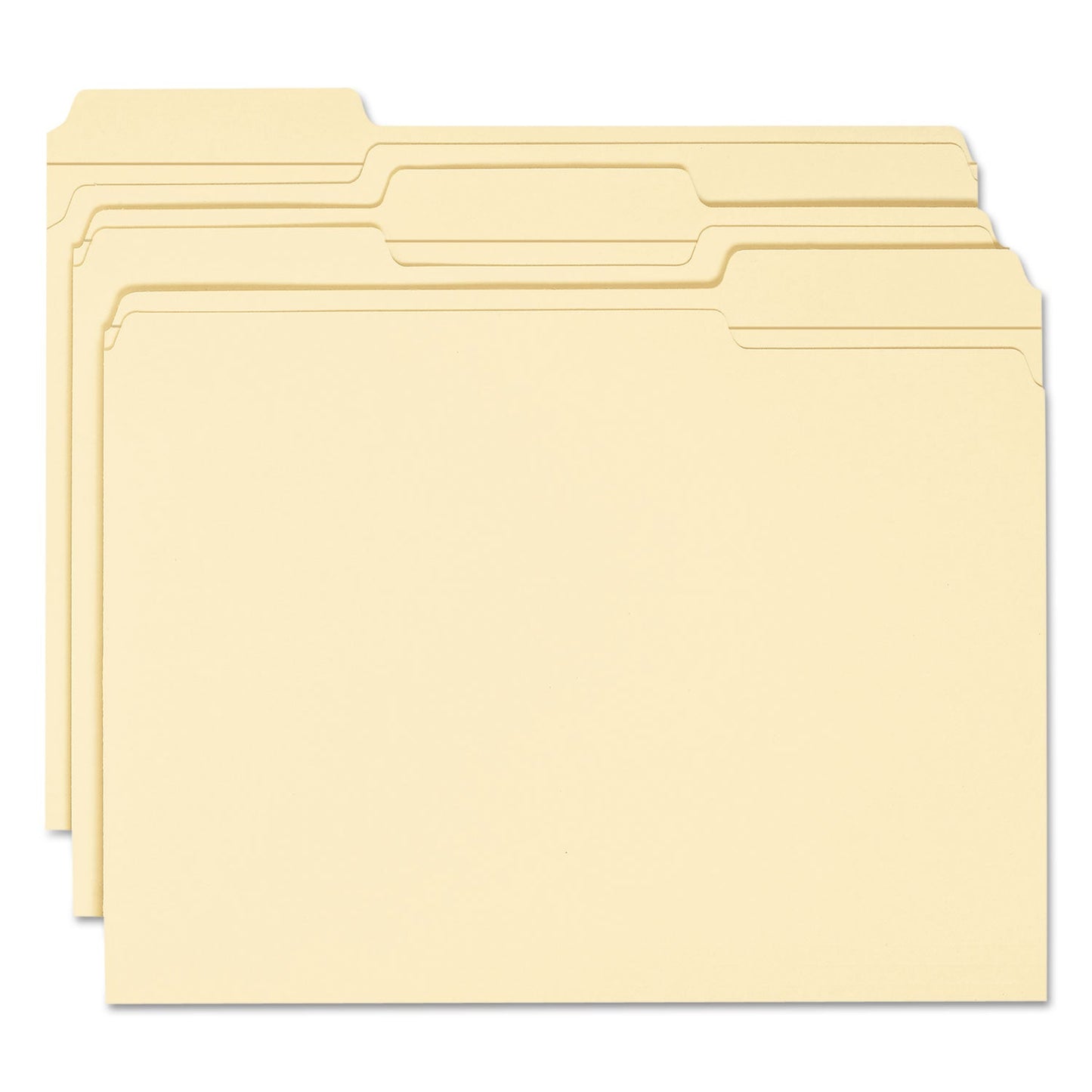 Smead 100% Recycled Reinforced Top Tab File Folders, 1/3-Cut Tabs: Assorted, Letter Size, 0.75" Expansion, Manila, 100/Box