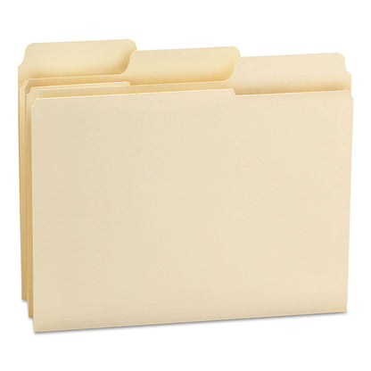 Smead SuperTab Reinforced Guide Height Top Tab Folders, 1/3-Cut Tabs: Assorted, Letter Size, 0.75" Expansion, Manila, 100/Box