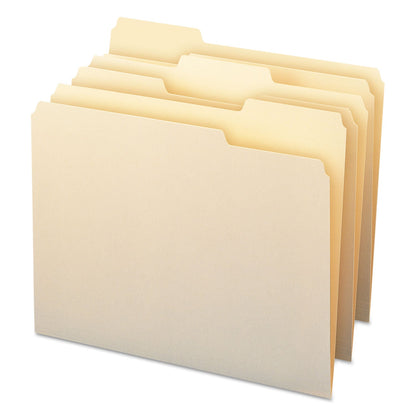 Smead WaterShed/CutLess File Folders, 1/3-Cut Tabs: Assorted, Letter Size, 0.75" Expansion, Manila, 100/Box