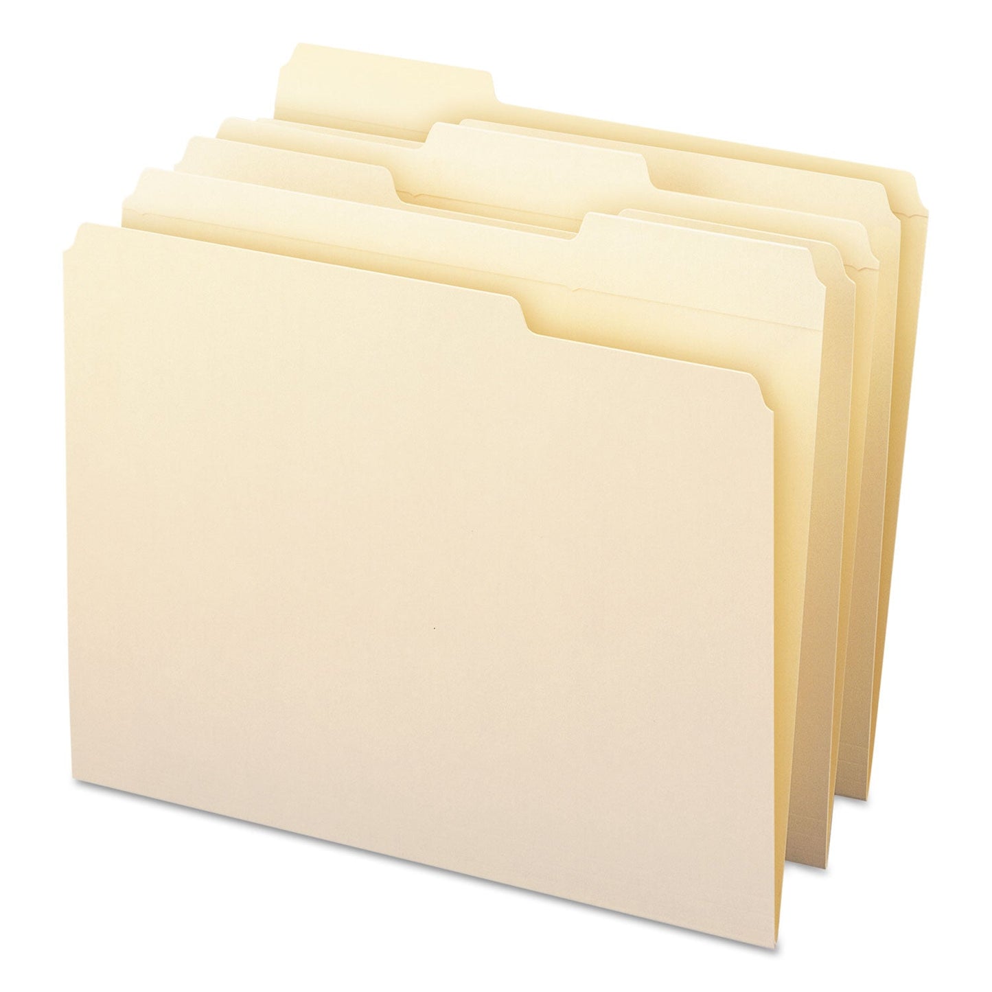 Smead 100% Recycled Reinforced Top Tab File Folders, 1/3-Cut Tabs: Assorted, Letter Size, 0.75" Expansion, Manila, 100/Box