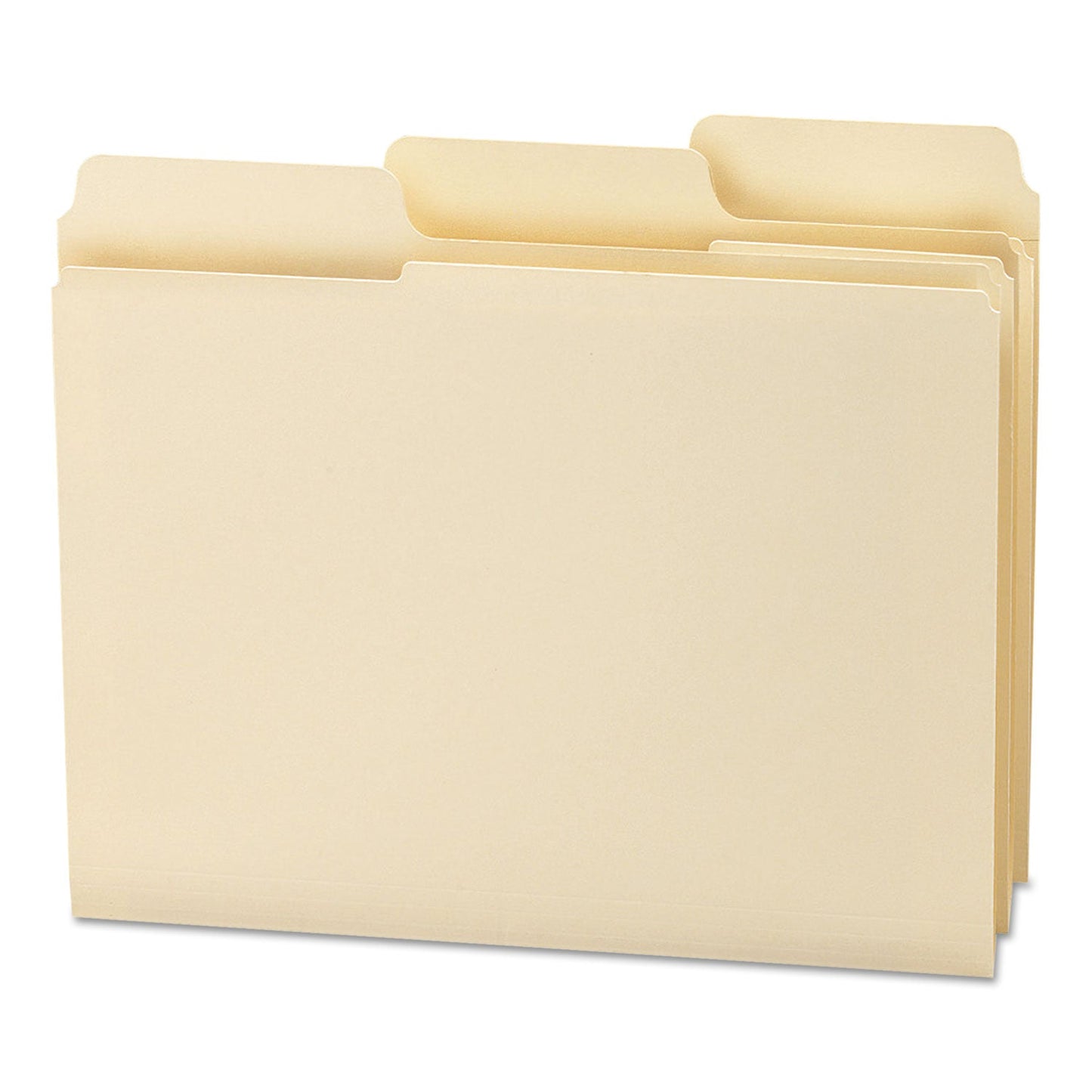 Smead SuperTab Reinforced Guide Height Top Tab Folders, 1/3-Cut Tabs: Assorted, Letter Size, 0.75" Expansion, Manila, 100/Box
