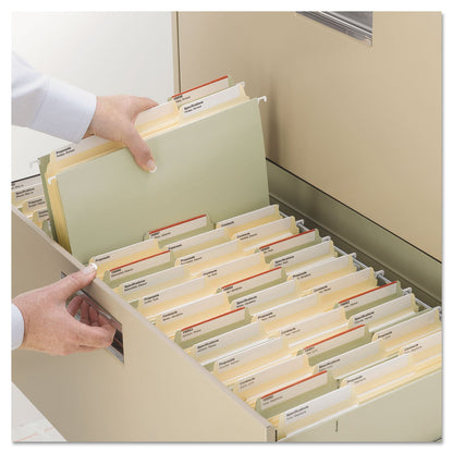 Smead SuperTab Reinforced Guide Height Top Tab Folders, 1/3-Cut Tabs: Assorted, Letter Size, 0.75" Expansion, Manila, 100/Box